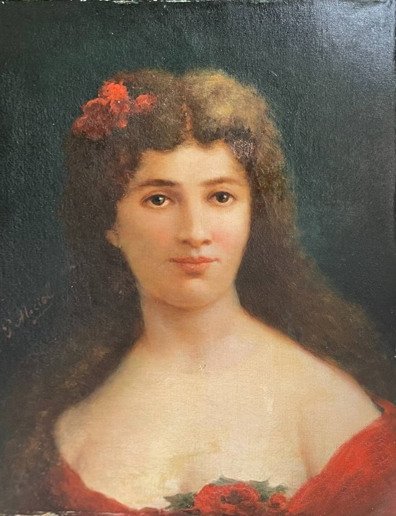 Antique Portrait Painting of a Woman – Classic Oil on Canvas 